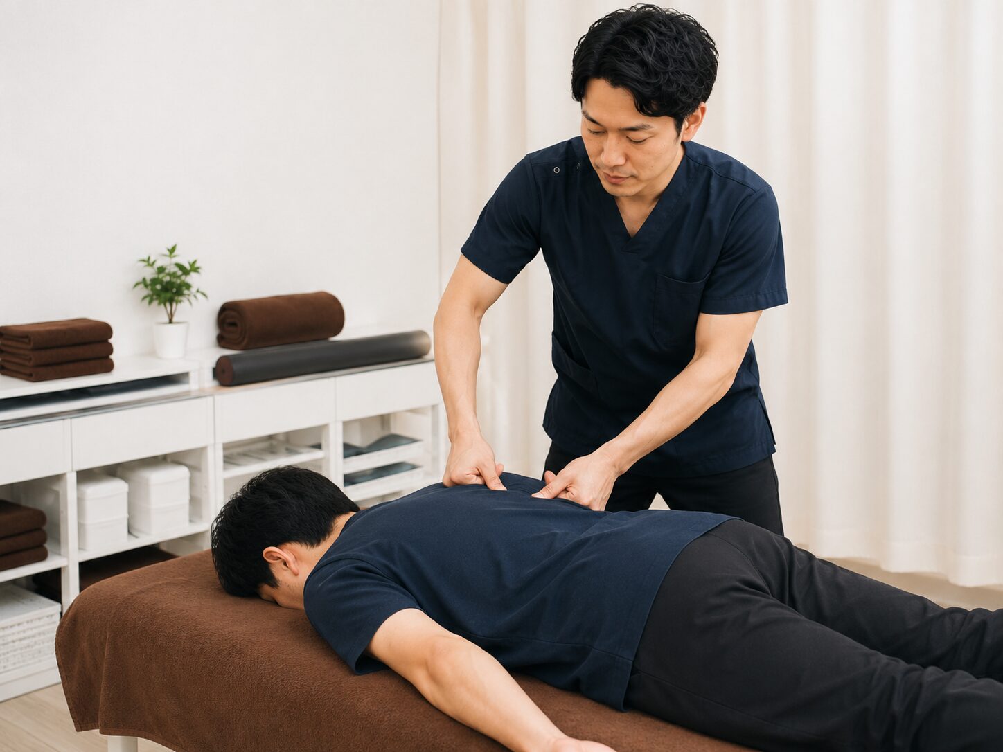 巻き肩に対する肩甲骨や胸郭の施術
