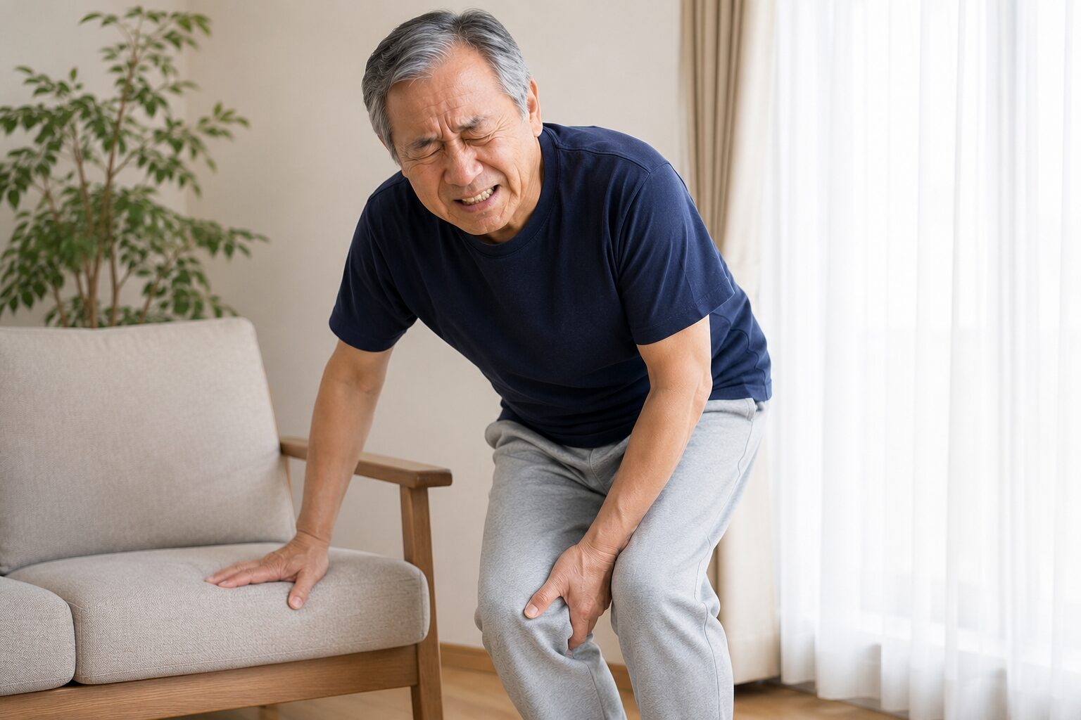 歩き始めや階段の下りで膝の内側に痛みを感じていた60代男性