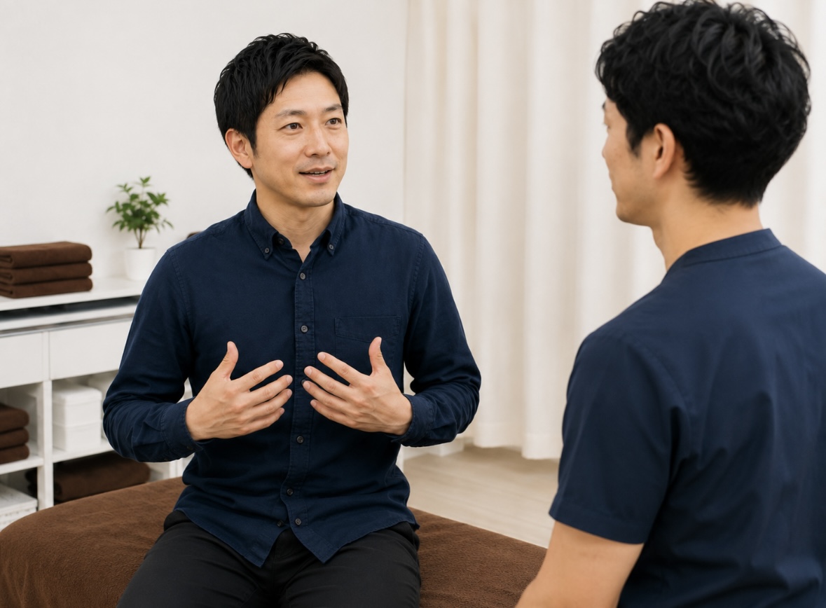 巻き肩の施術1回目の様子