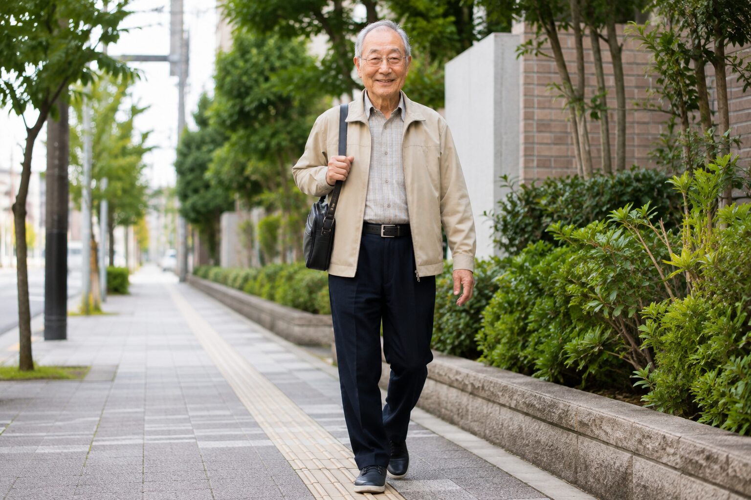 膝の施術経過を確認している様子