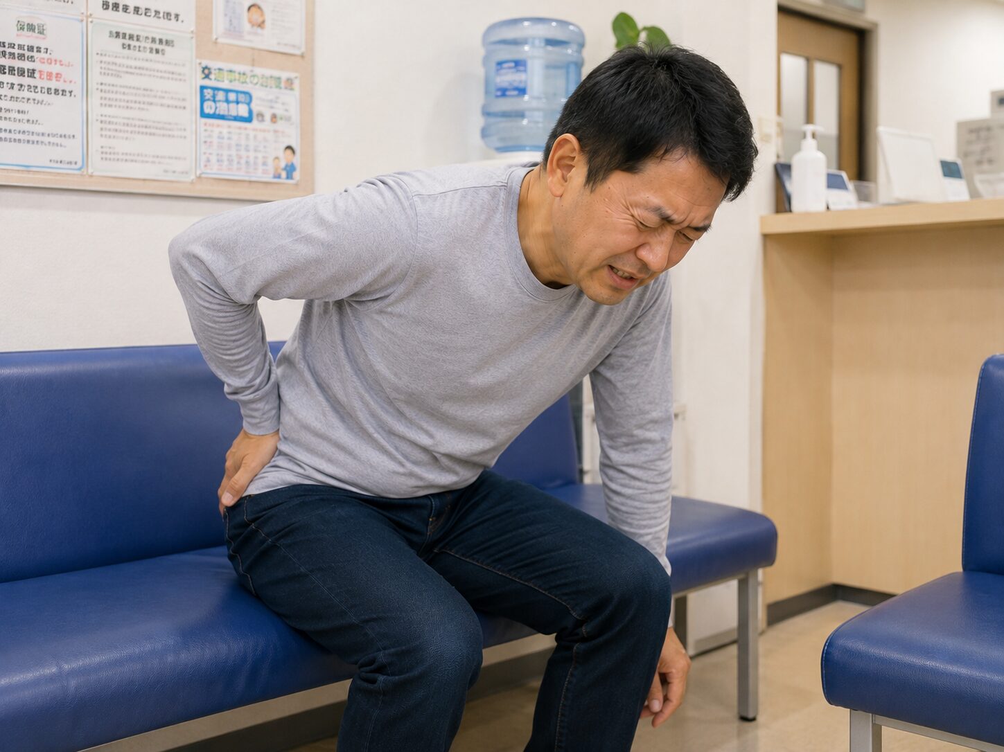 来院時は椅子に座ることもつらいギックリ腰の状態
