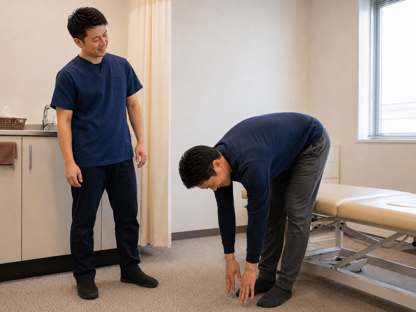 北海道旅行前のぎっくり腰施術時の様子