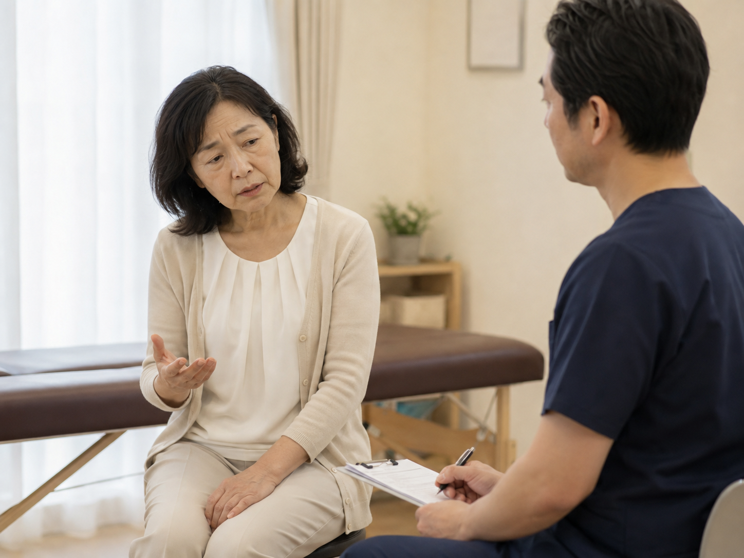あおぞら整骨院で身体全体の状態を確認している問診・検査のイメージ