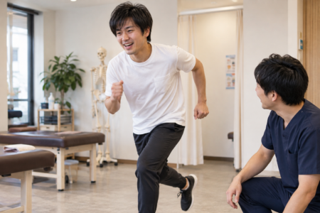 ギックリ腰｜前かがみでしか歩けなかった状態から、翌日には走れるまで動きが戻った改善実例