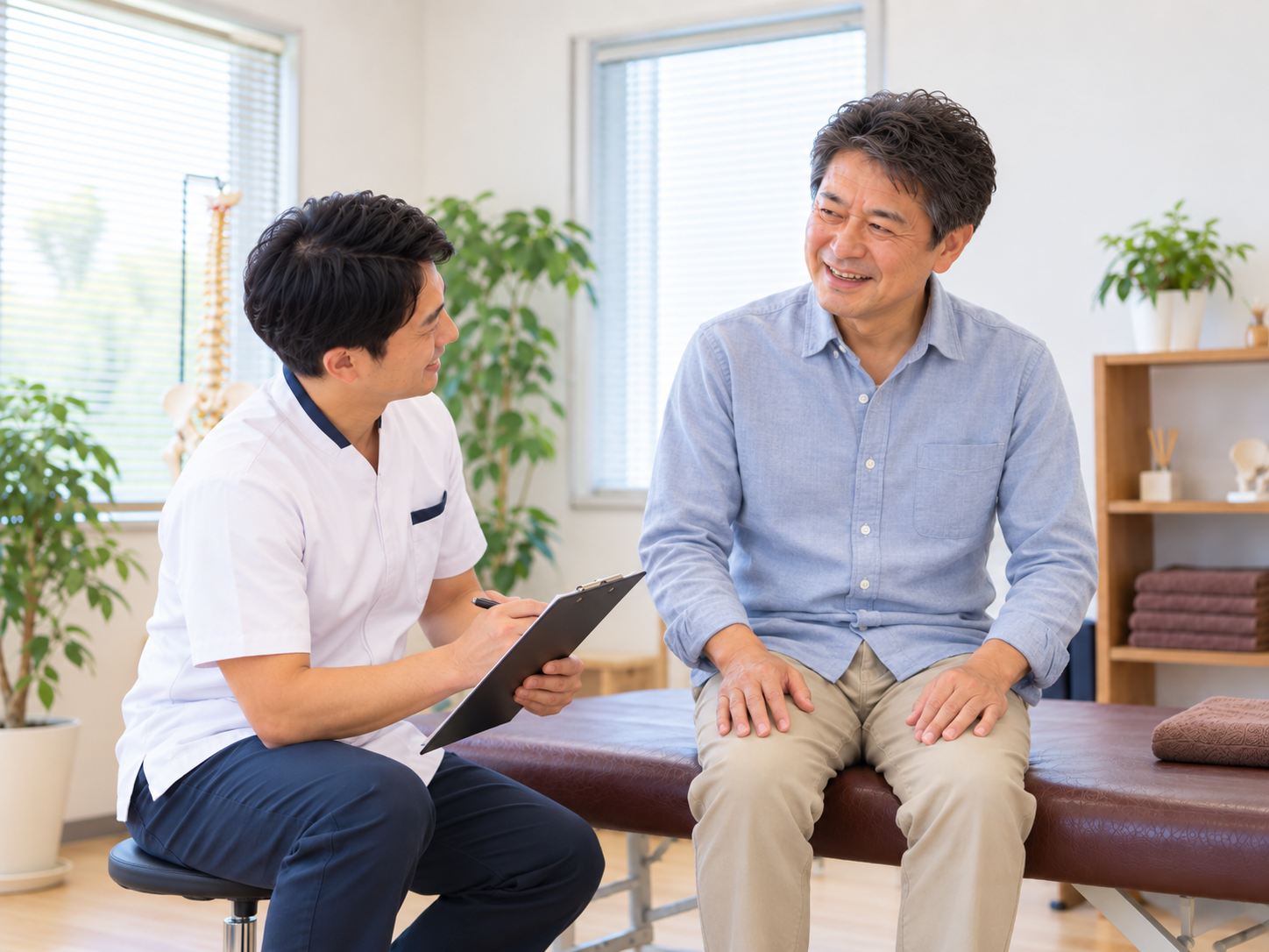 施術後の身体の動きを確認しているイメージ
