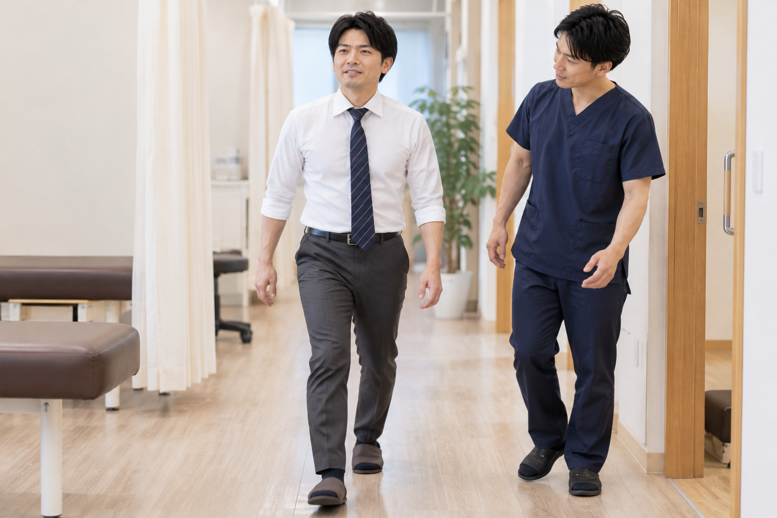 施術後に普段に近い歩幅で歩いている様子
