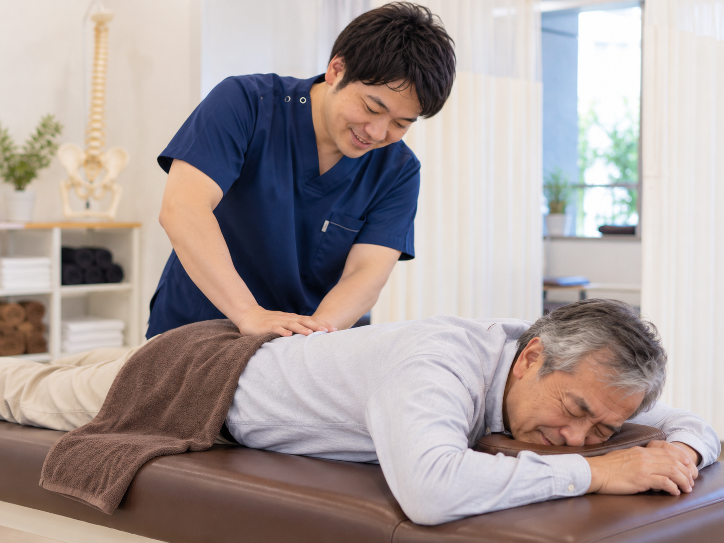 ぎっくり腰で来院した60代男性の施術経過イメージ