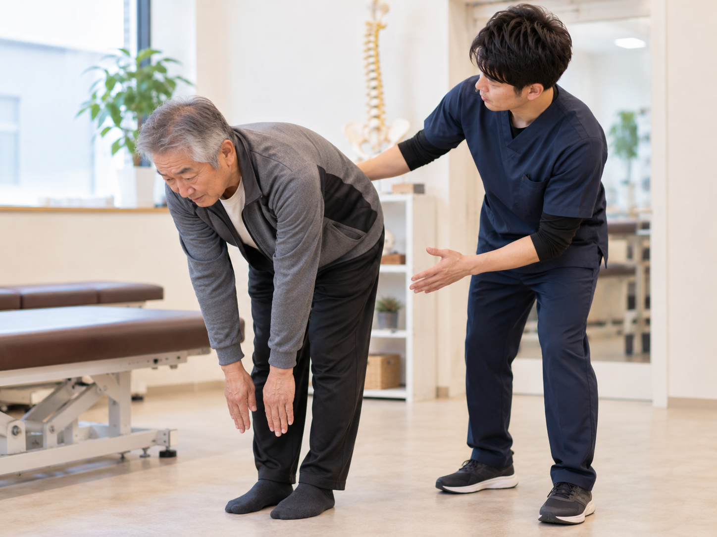 前屈動作を確認しているイメージ