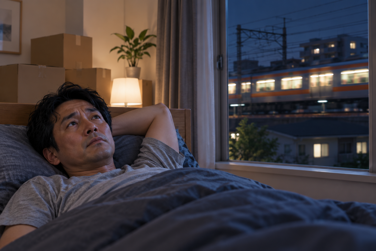 不眠の経過や生活環境について確認している40代男性のイメージ