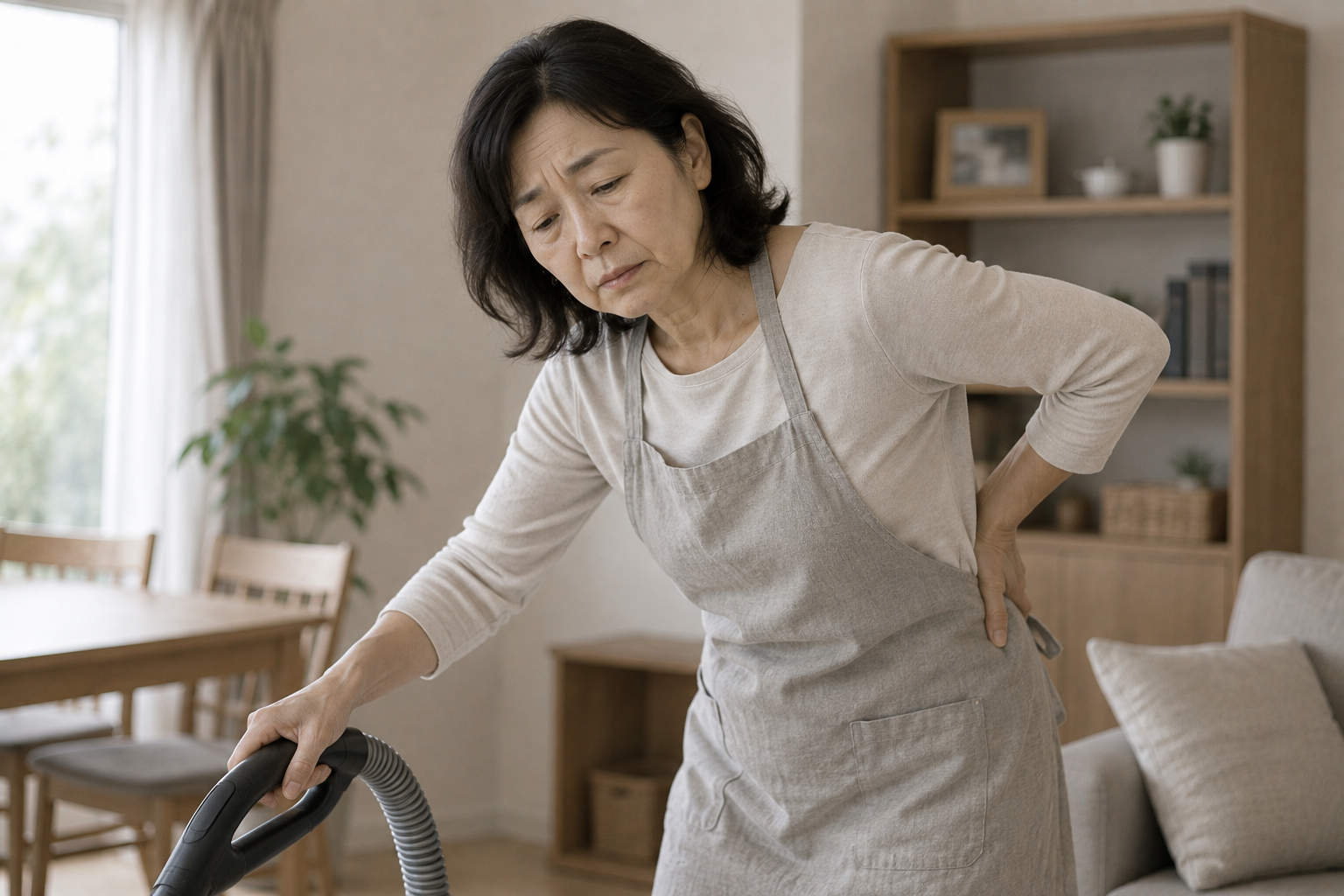 長年にわたり身体の重さや疲労感を感じている60代女性のイメージ