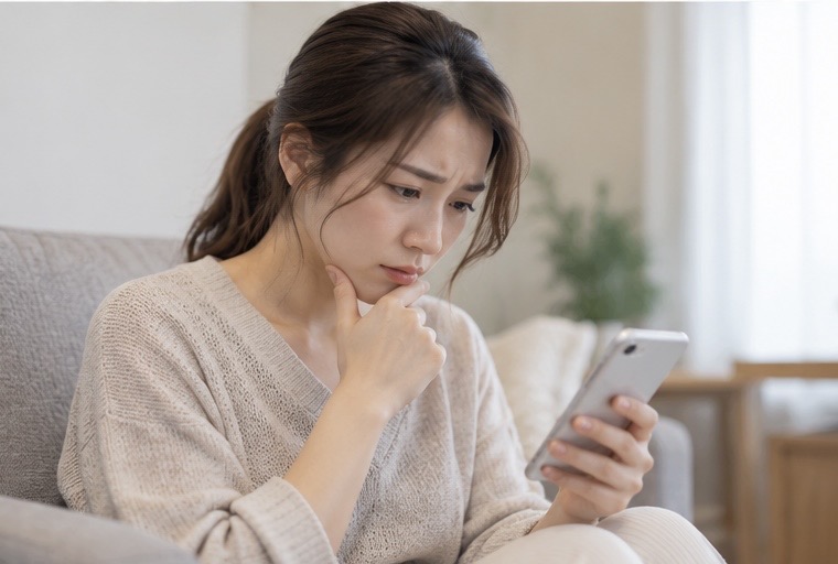 腰痛が徐々に強くなり不安を感じている30代女性のイメージ