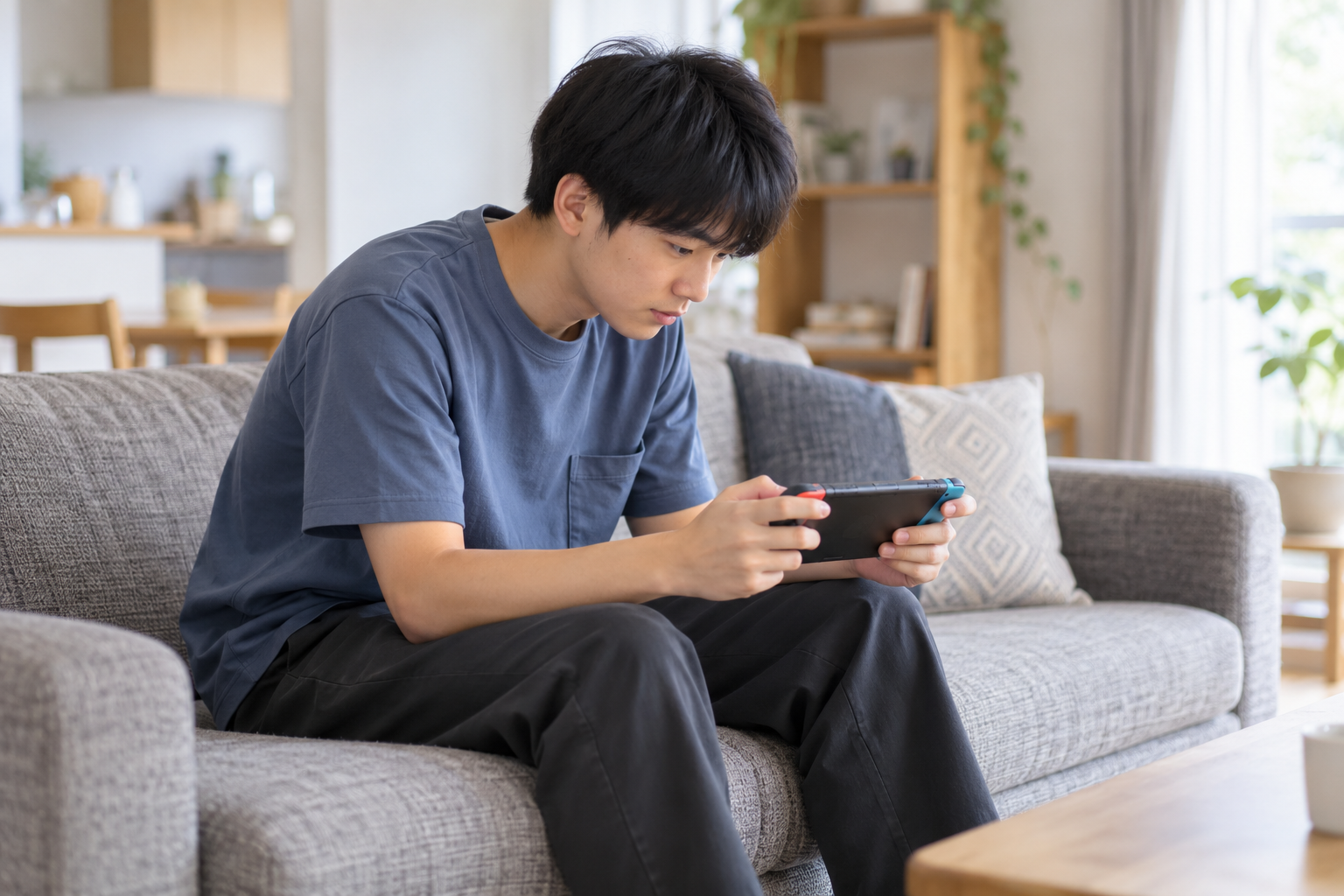 ゲームをしている学生の姿勢