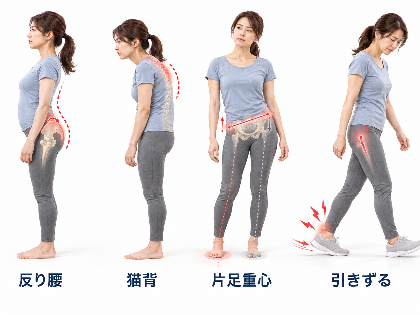 姿勢や歩き方を確認しているイメージ
