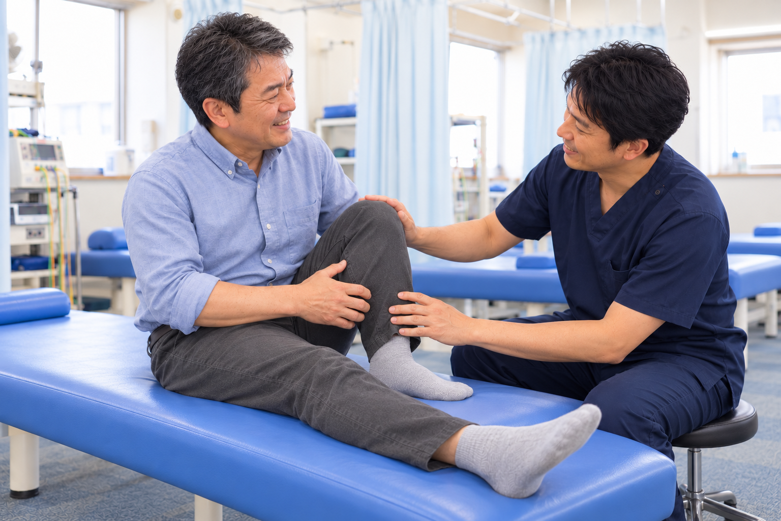 施術経過を確認しているイメージ