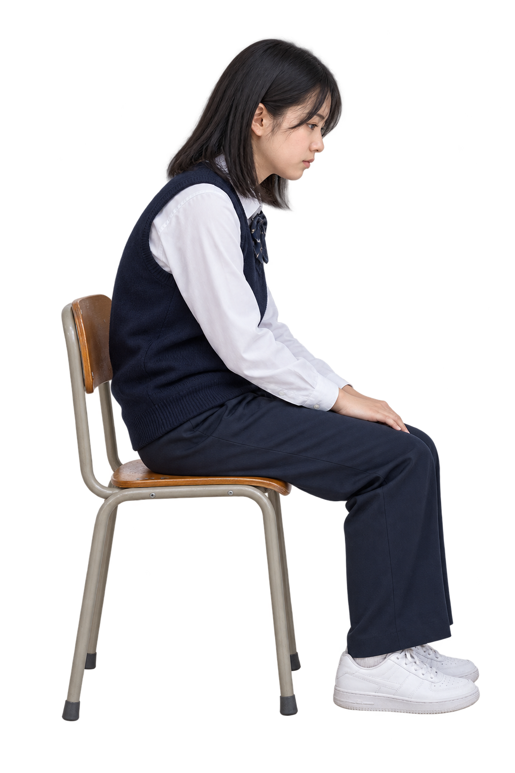 背中が丸くなった座り姿勢のイメージ