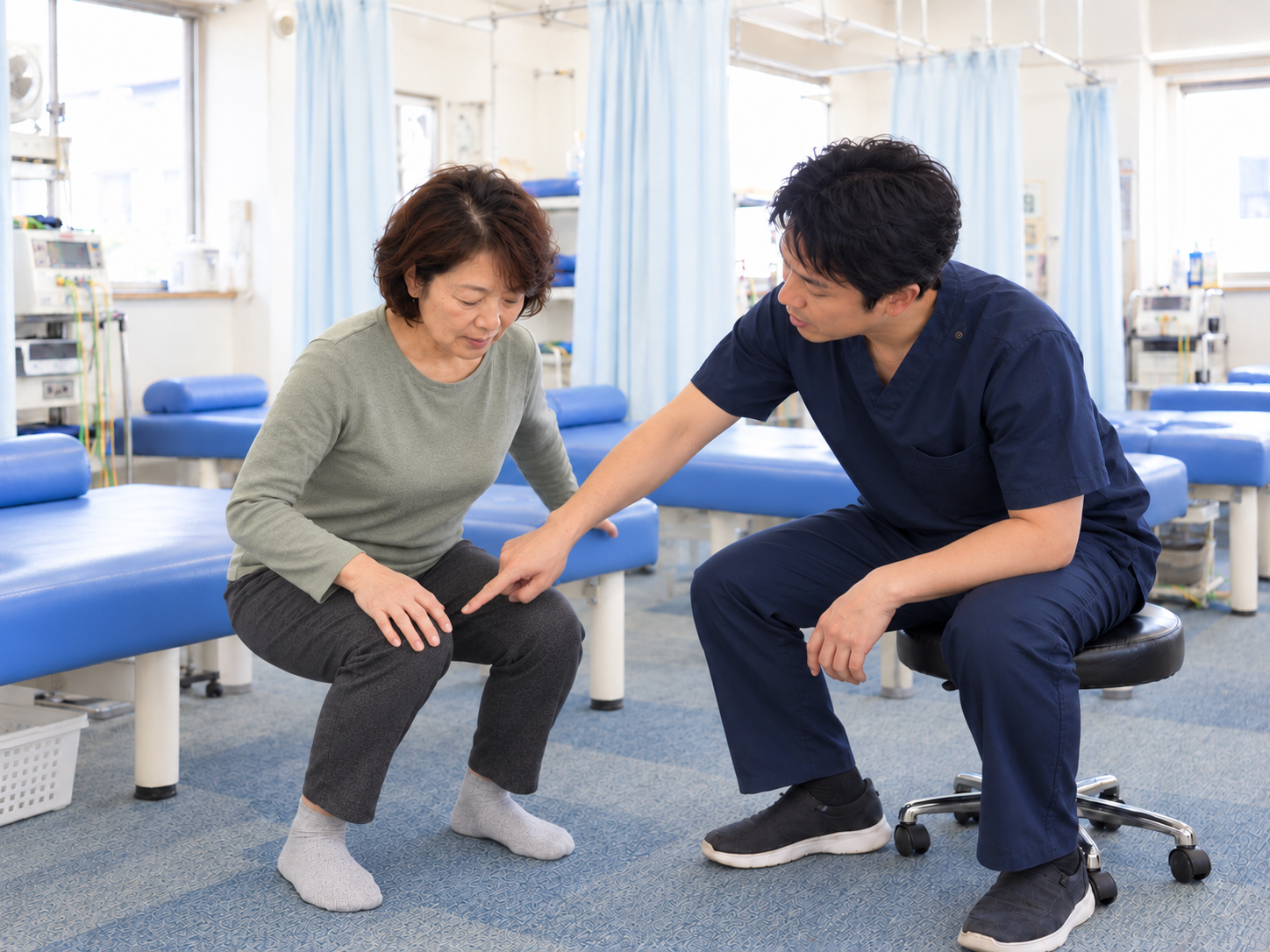 右膝の痛みの原因を分析するイメージ