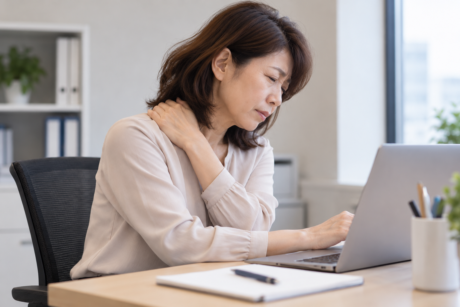 猫背・巻き肩と肩こりに悩んでいた40代女性の改善ストーリー
