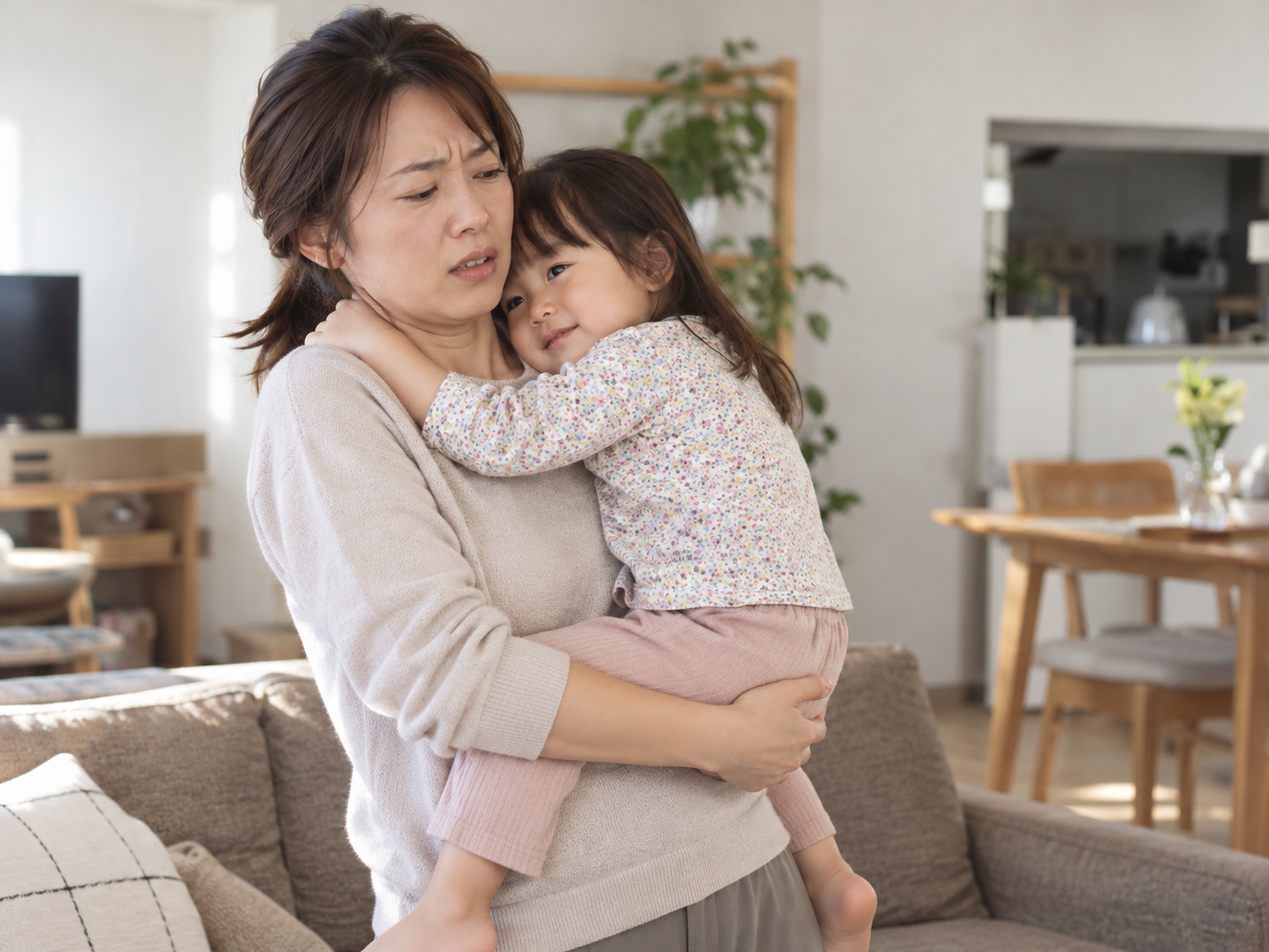子どもを抱っこしている女性のイメージ