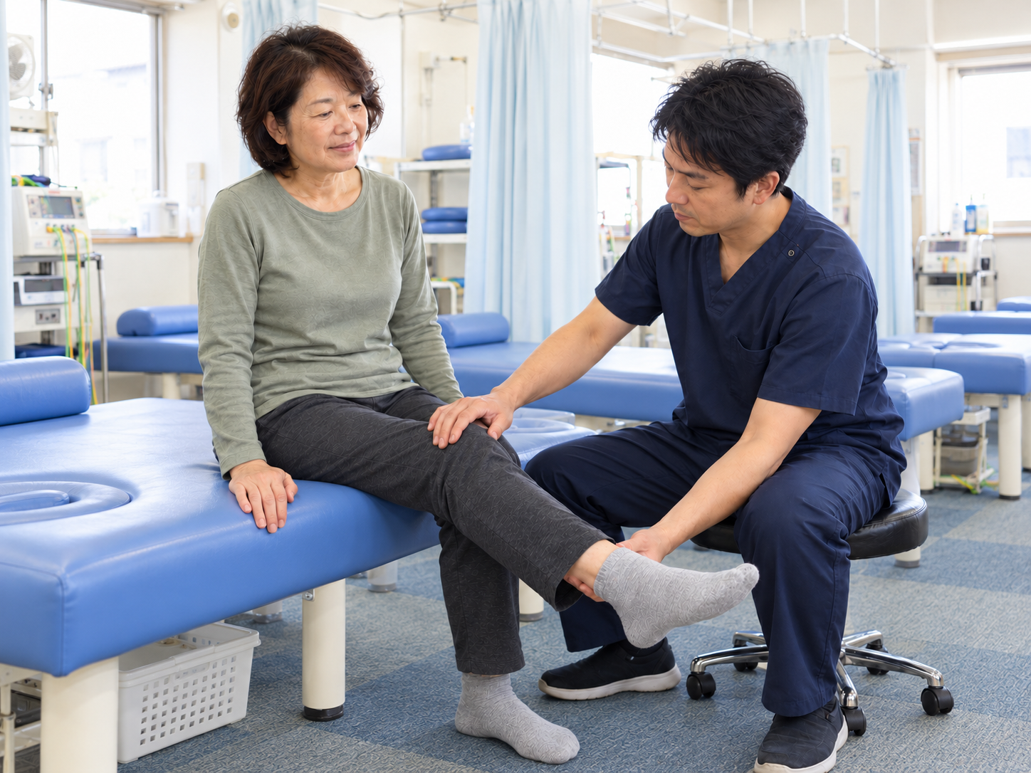 膝の問診検査をしているイメージ