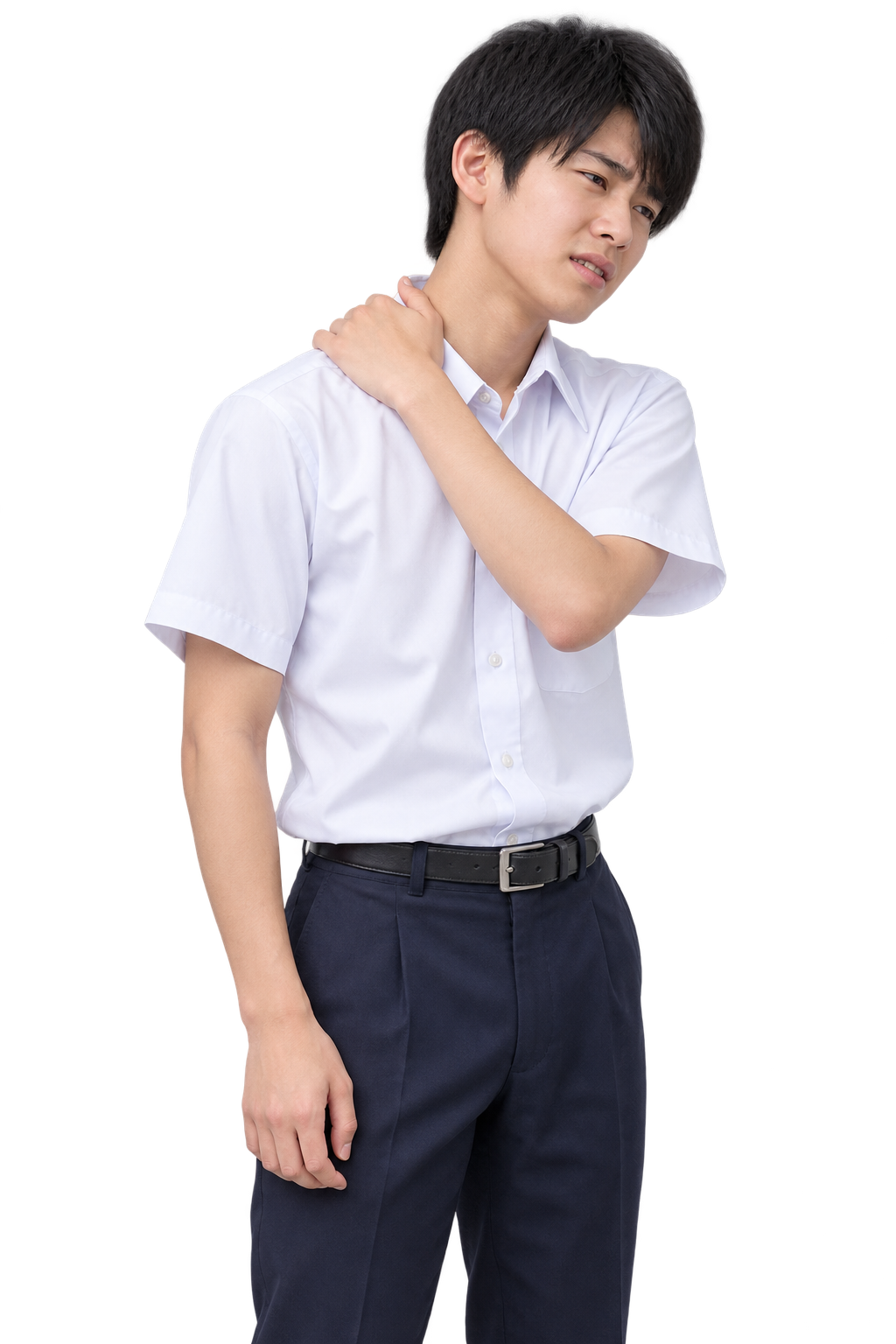 首や肩の張りと重だるさを感じるイメージ