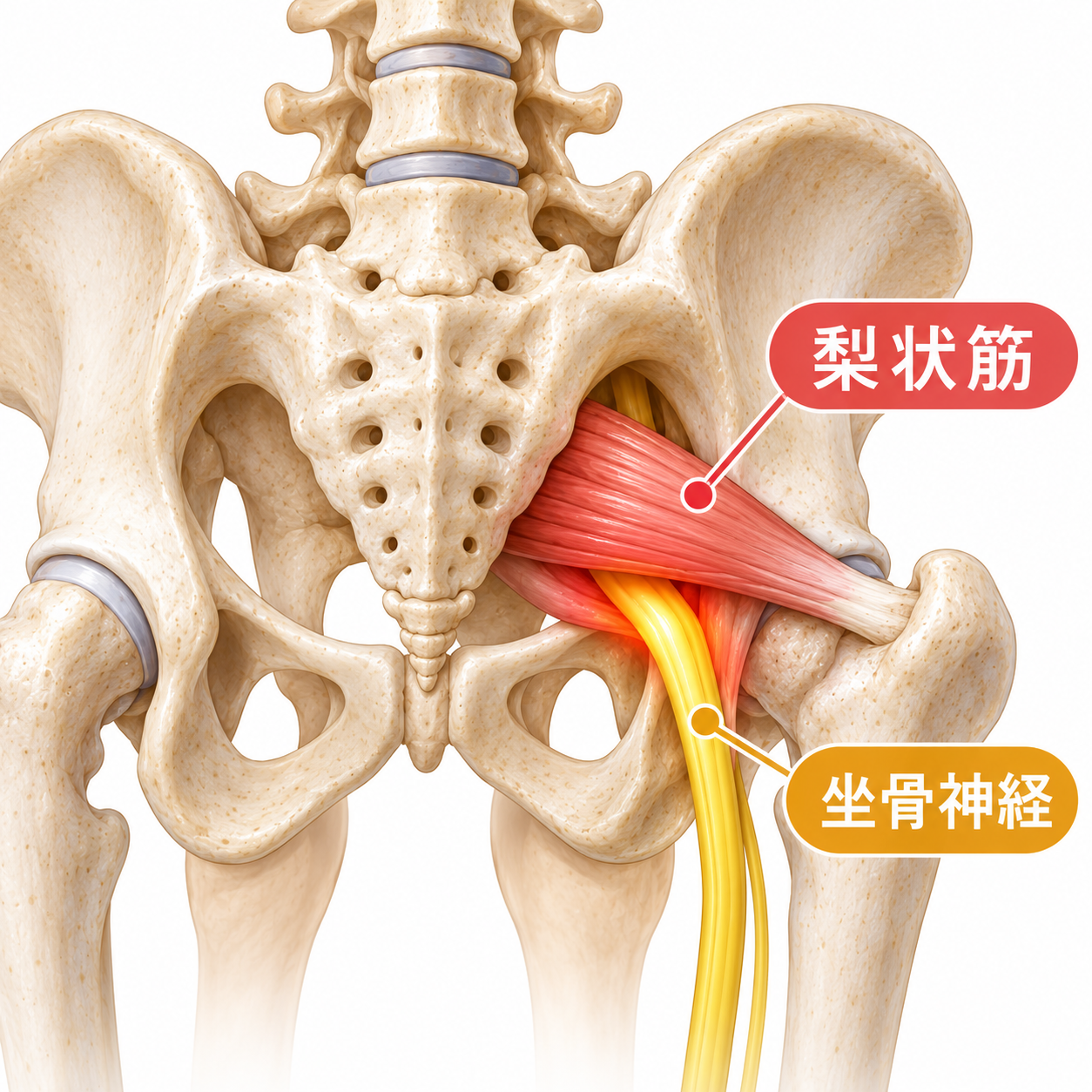 梨状筋などお尻周囲の状態を示すイメージ